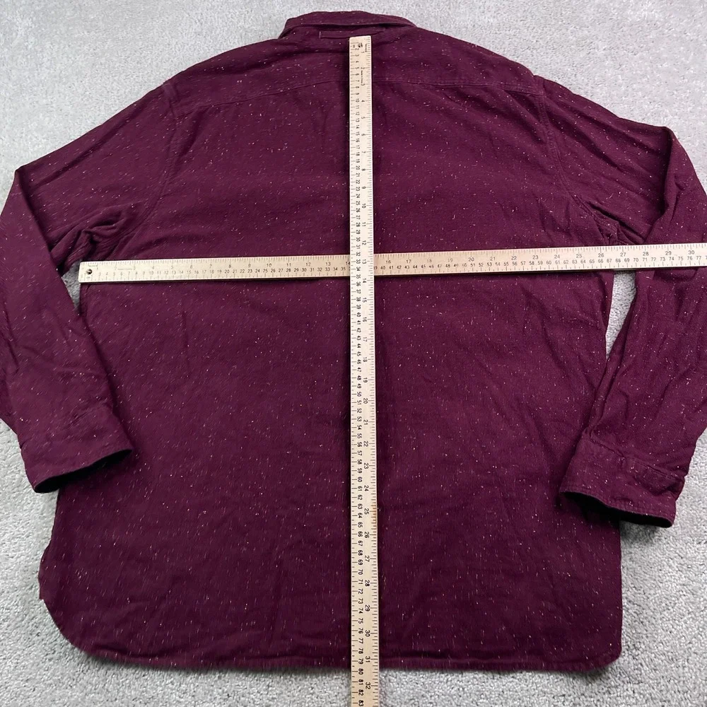 Banana Republic Shirt Mens XXL Tall Burgundy Donegal Flannel Untucked Fit
